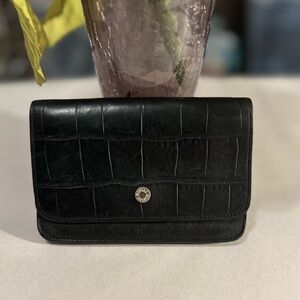 Vintage Monsac Black Leather Small Bifold Wallet